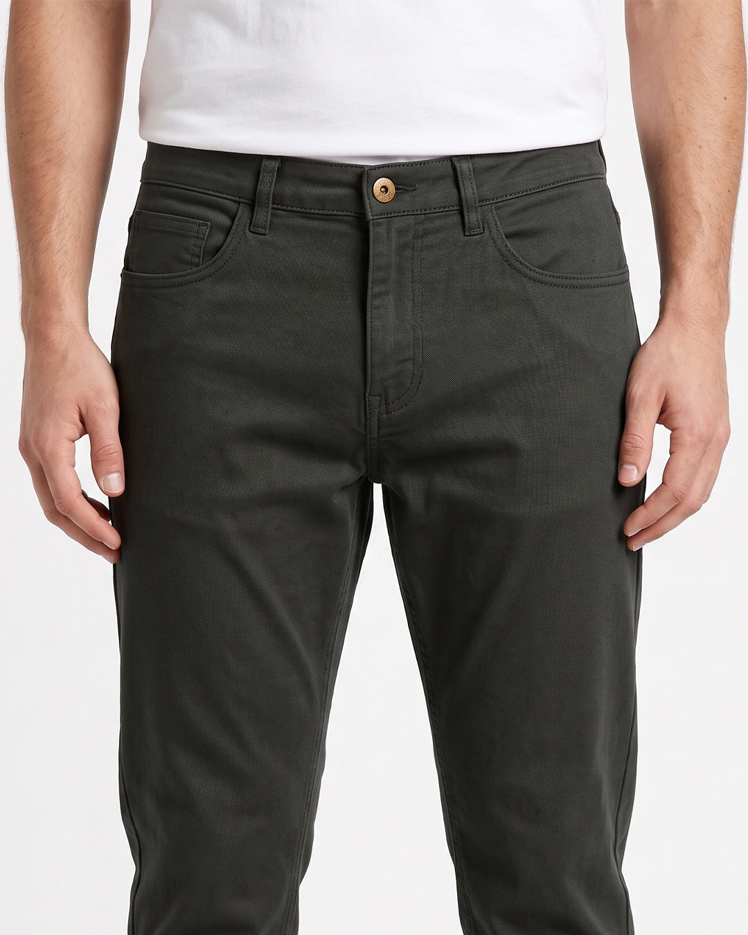 SILISOUL Men's Dark Olive Regular Fit Solid Trousers