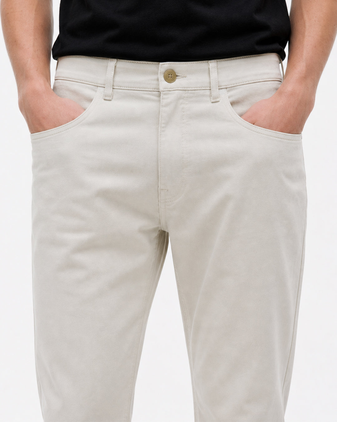 SILISOUL Men's Light Beige Regular Fit Solid Trousers