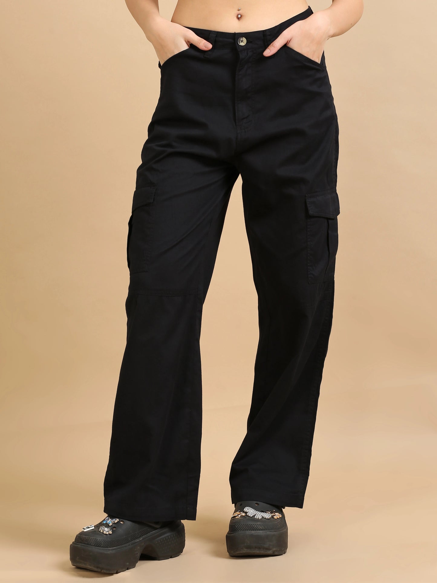 Pure Comfort Cargo Trousers - Black
