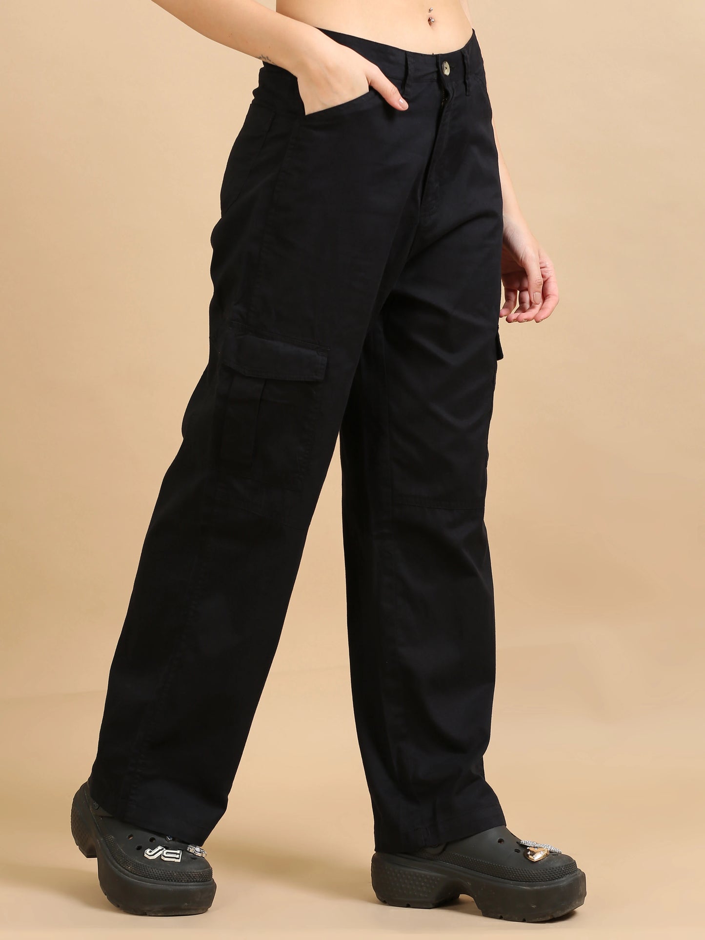 Pure Comfort Cargo Trousers - Black