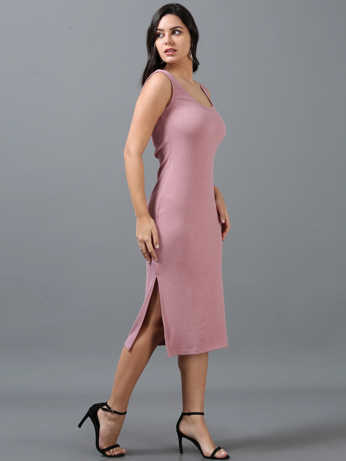 Glam Curve Dress - Rose Pink
