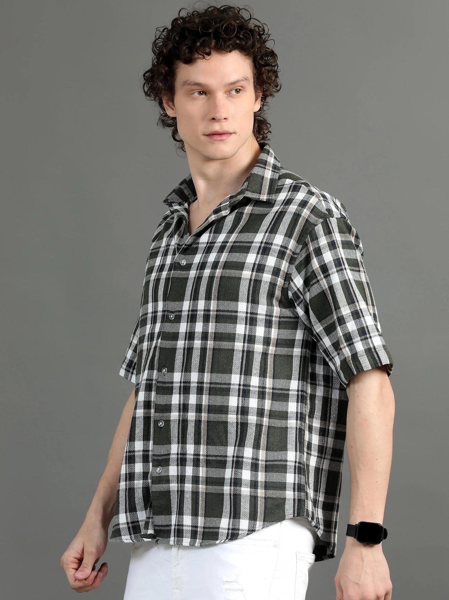 Resort Luxe Oversize Shirt - Grey and Olive