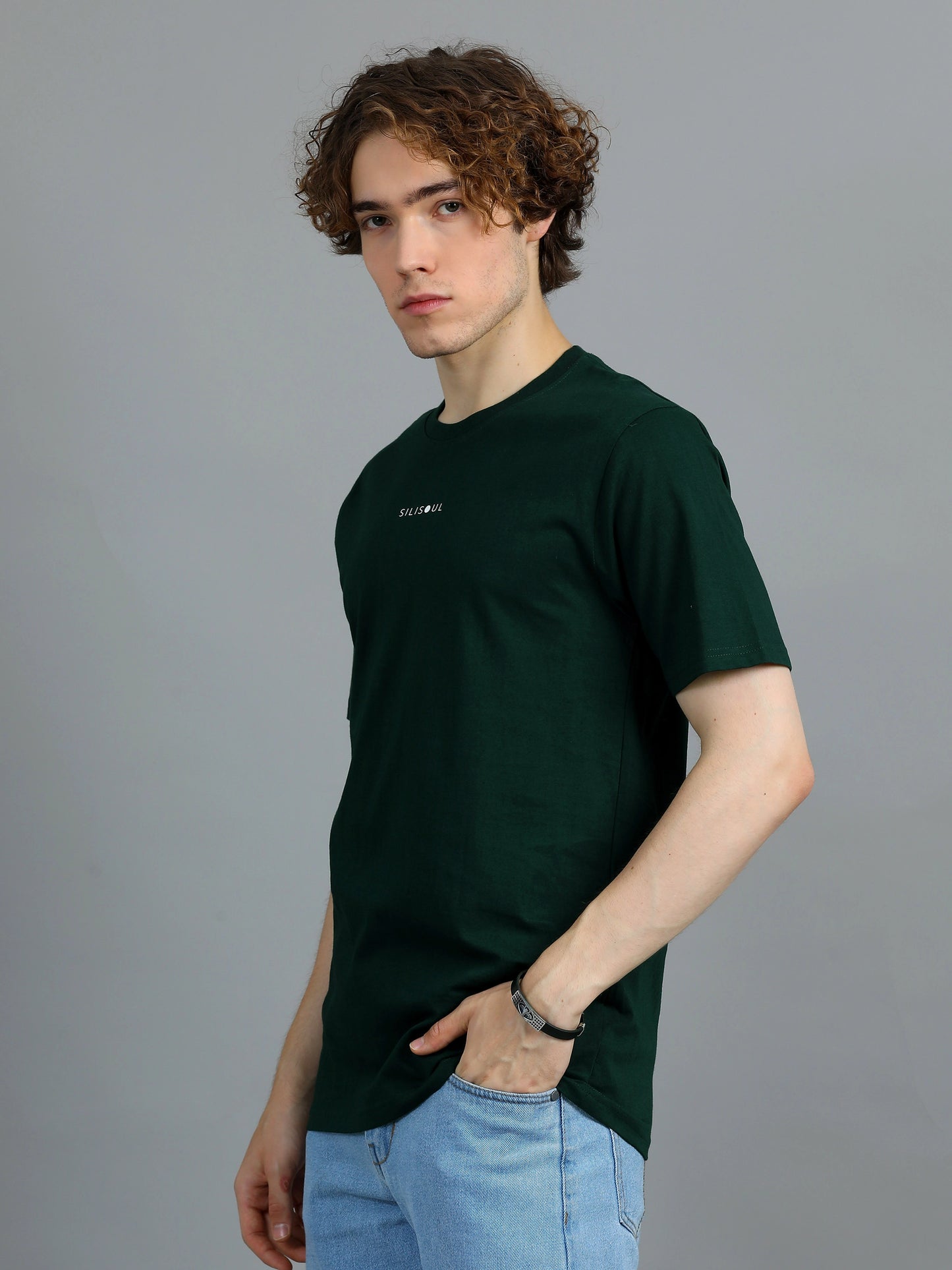 Men Solid Regular Fit T-Shirt - Dark Olive