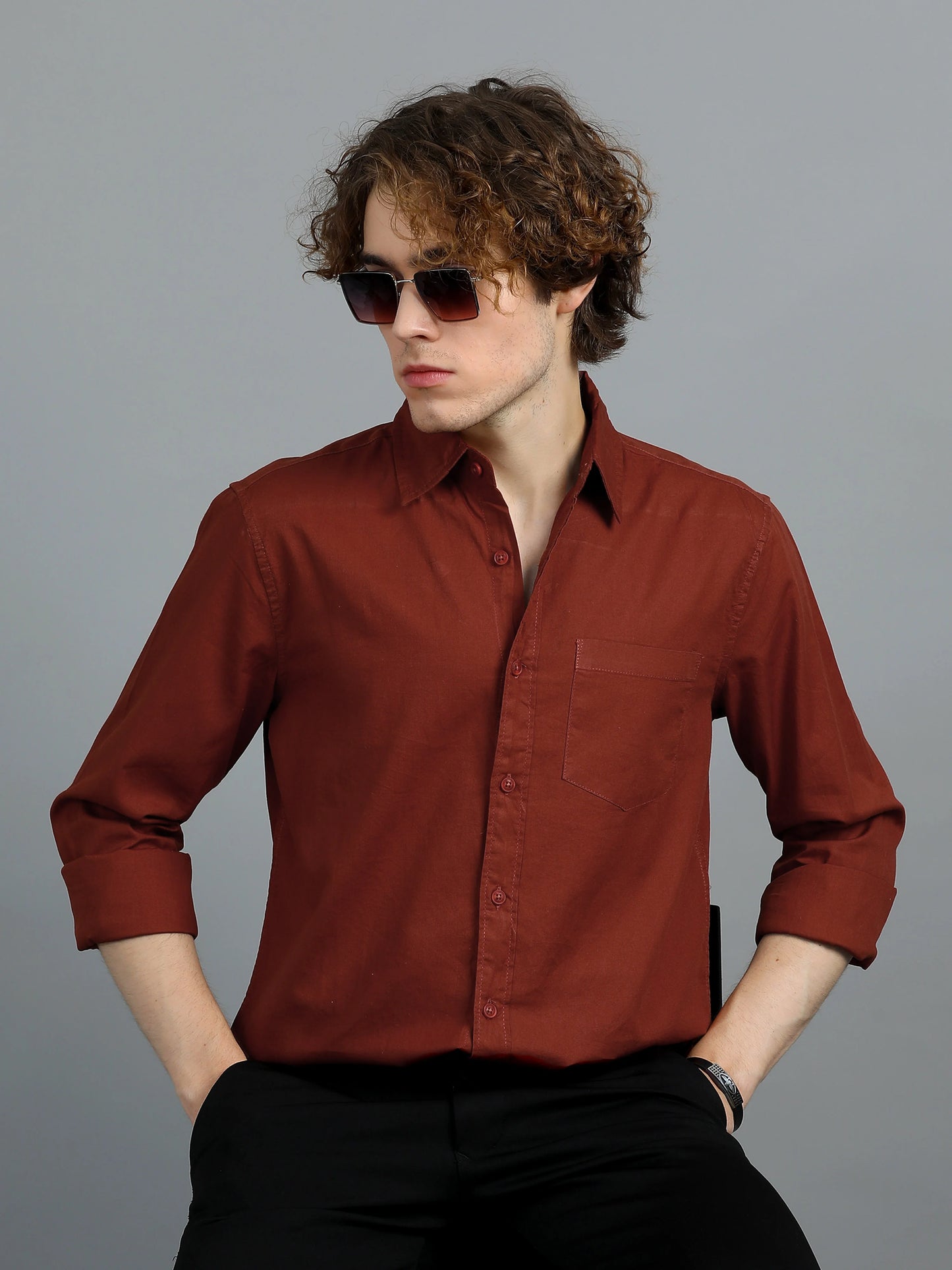 Urban Classic Textured Shirt - Rust