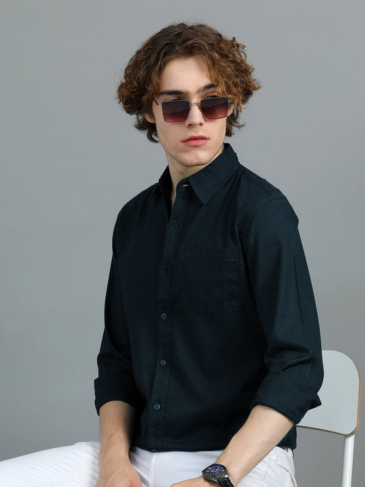 Urban Classic Textured Shirt - Navy Blue