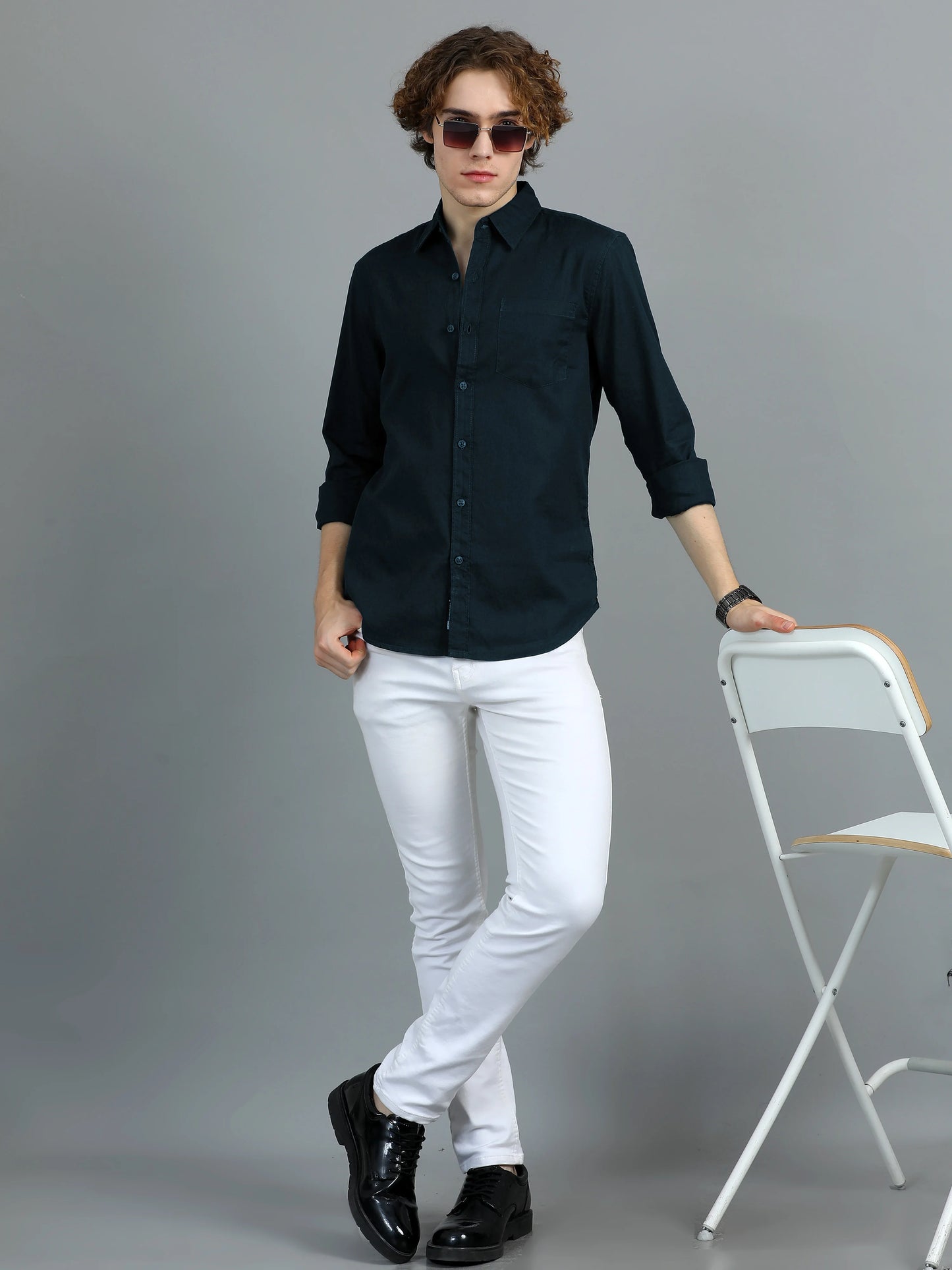 Urban Classic Textured Shirt - Navy Blue