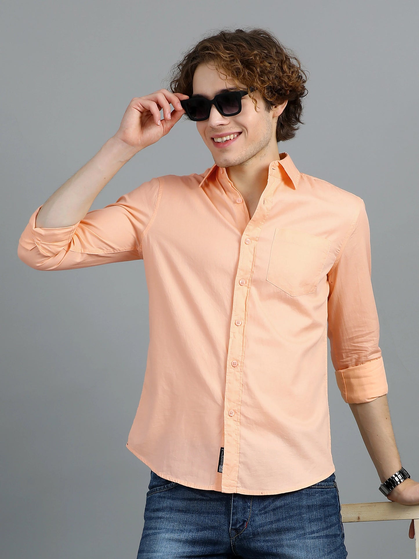 Urban Classic Textured Shirt - Peach