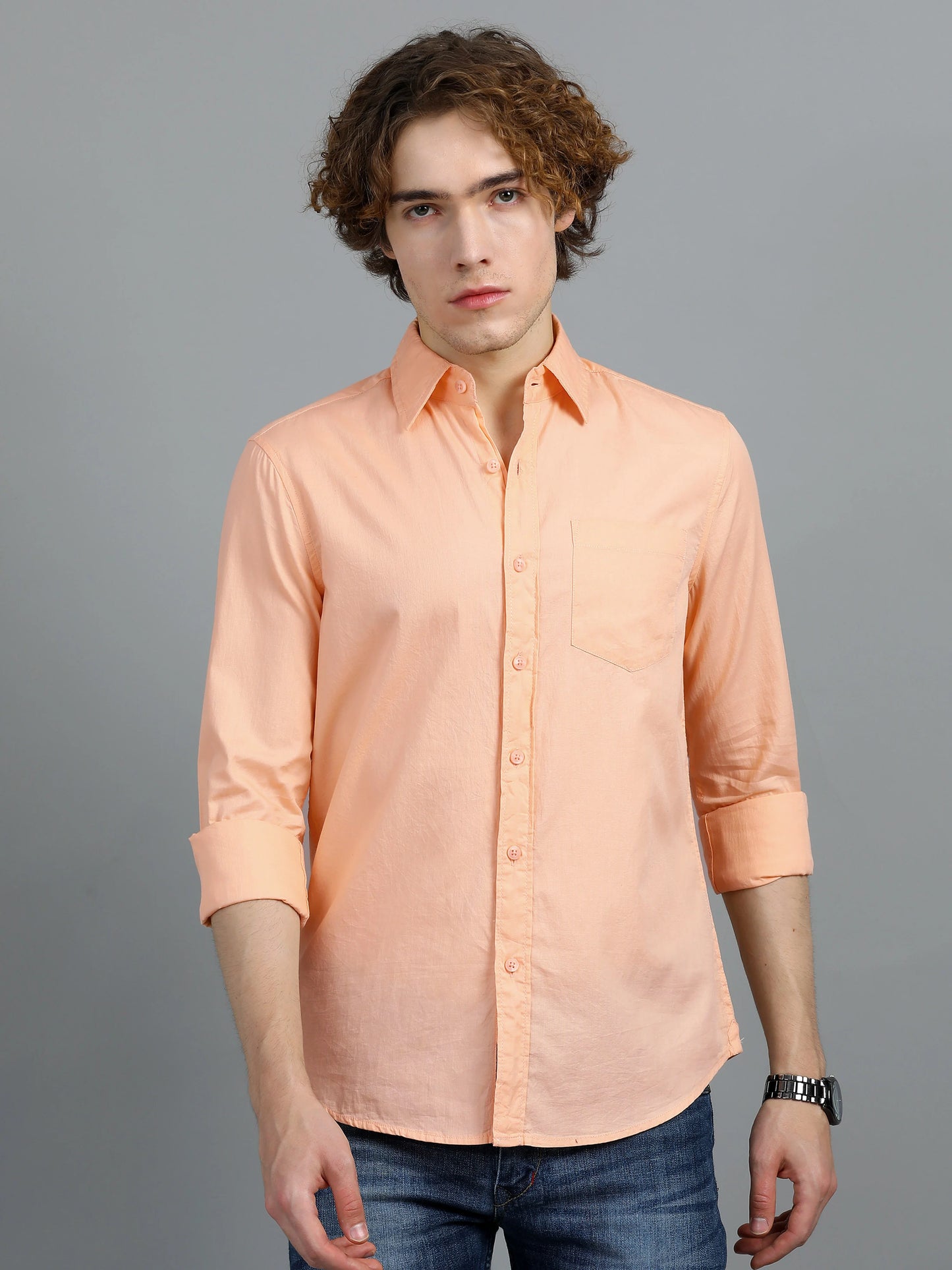 Urban Classic Textured Shirt - Peach