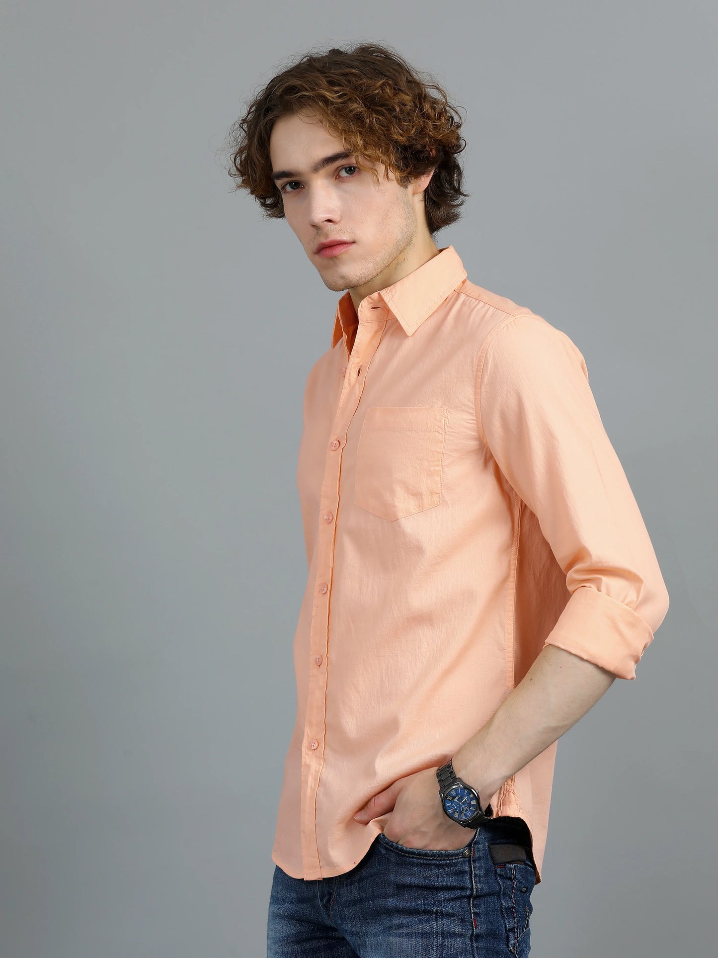 Urban Classic Textured Shirt - Peach