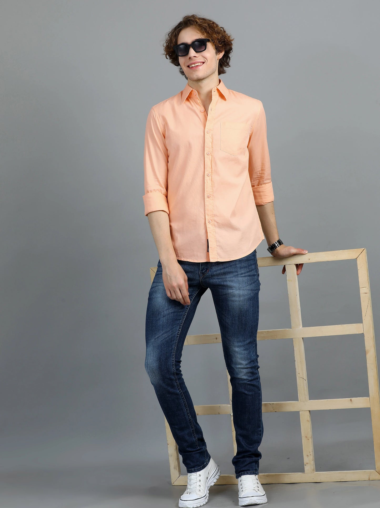 Urban Classic Textured Shirt - Peach