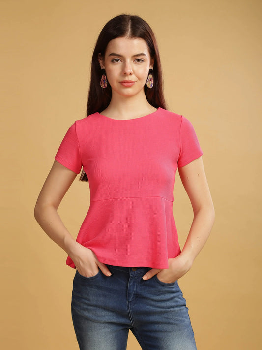Women Short Sleeve Top - Pink