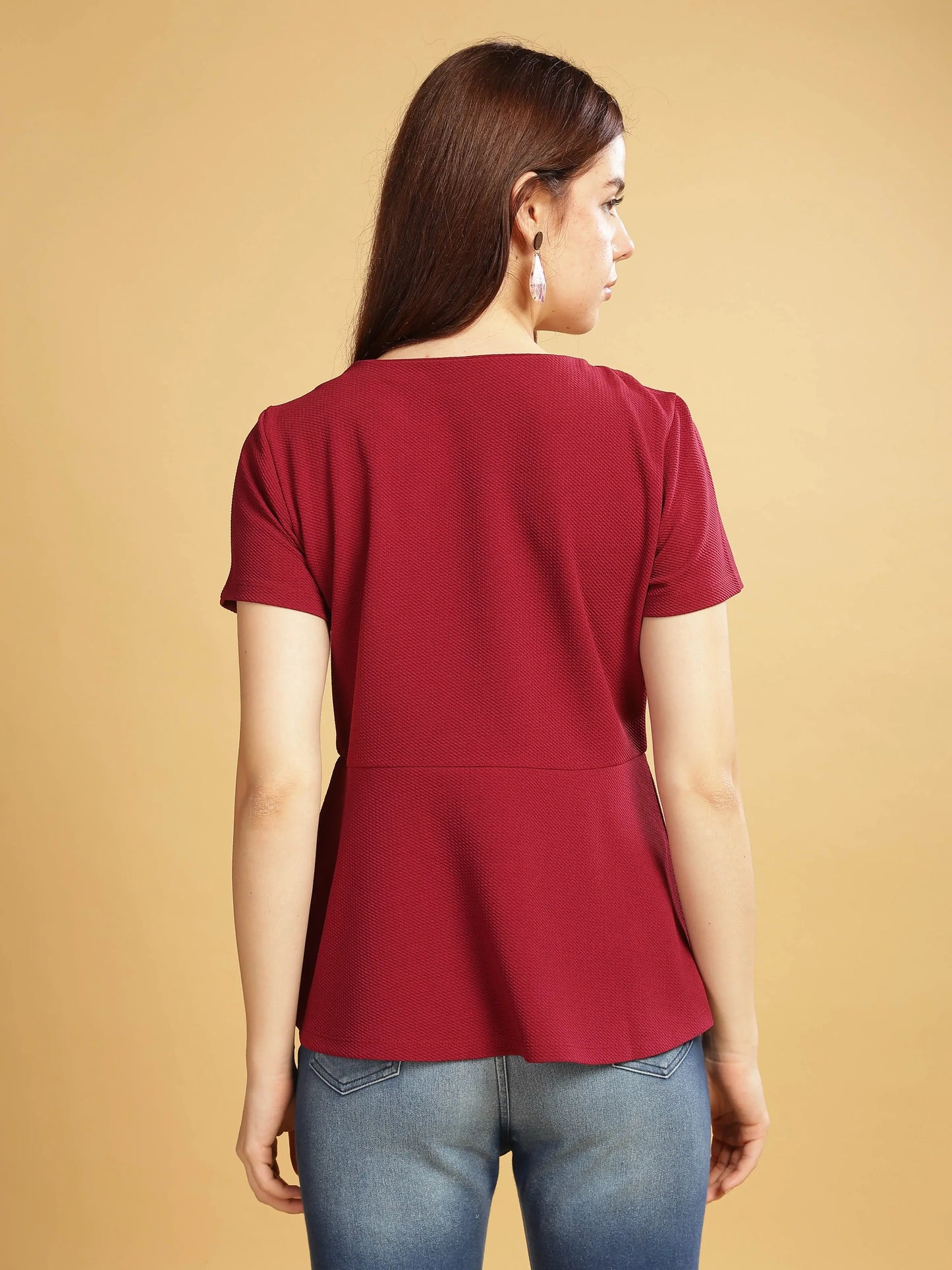 Women Short Sleeve Top - Maroon