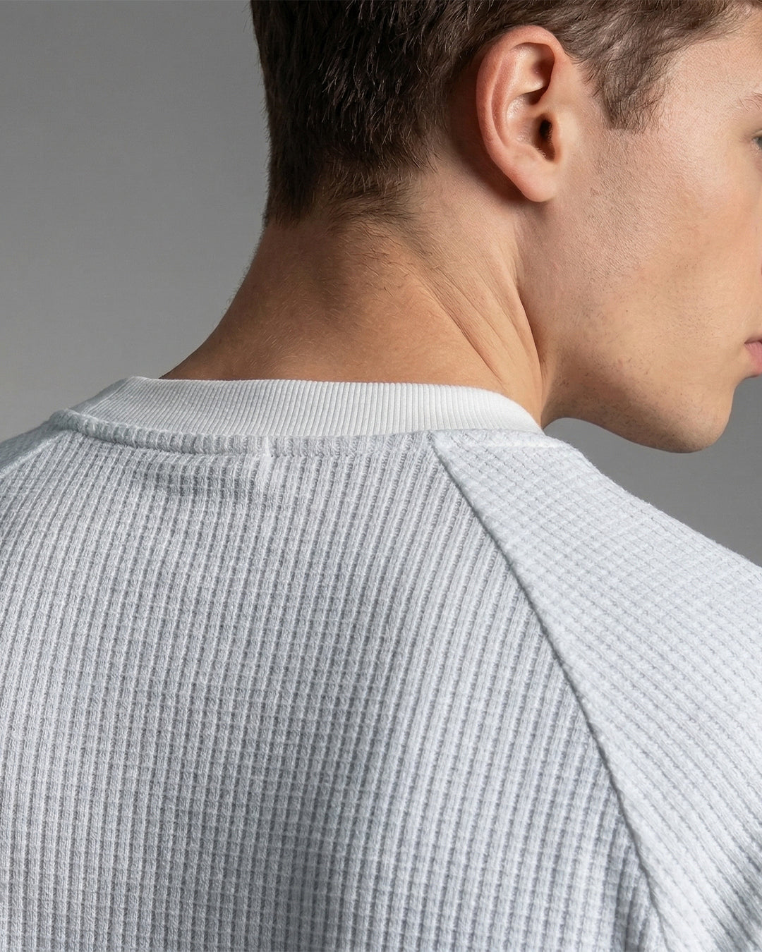SILISOUL Men's White Color Textured Oversized Fit T-Shirt