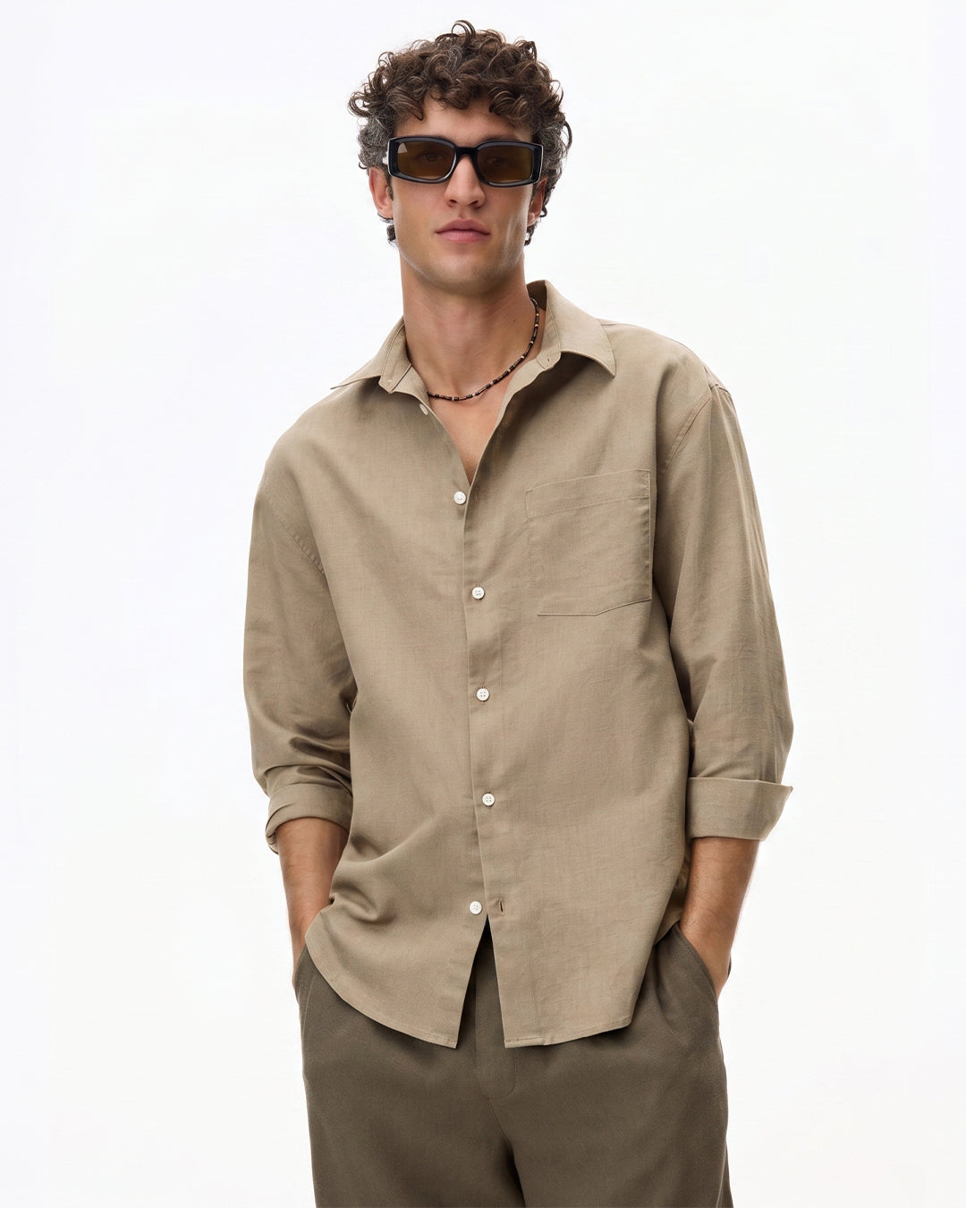 Men Linen Blend Shirt