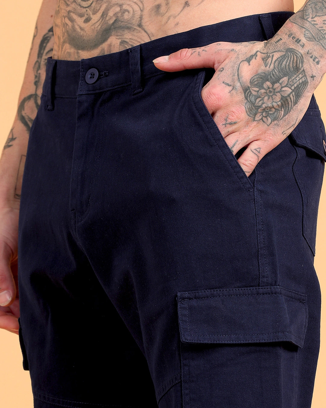 Classic Fit Utility Trousers - Navy Blue