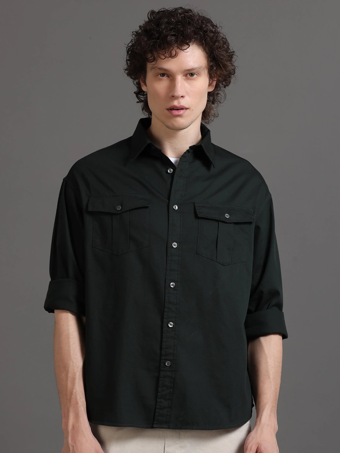 Essential Classic Cotton Shirt - Dark Olive