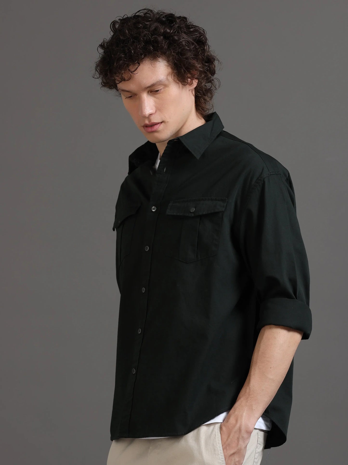 Essential Classic Cotton Shirt - Dark Olive