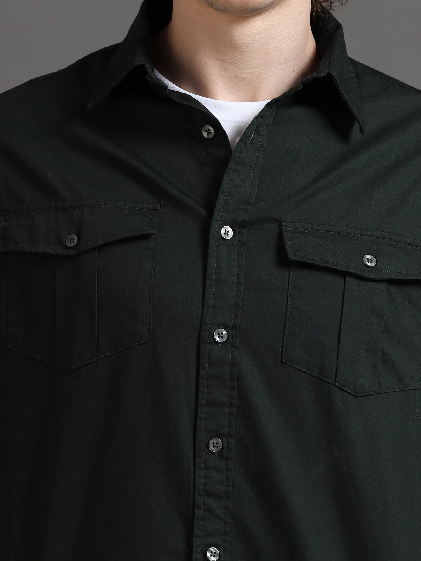 Essential Classic Cotton Shirt - Dark Olive
