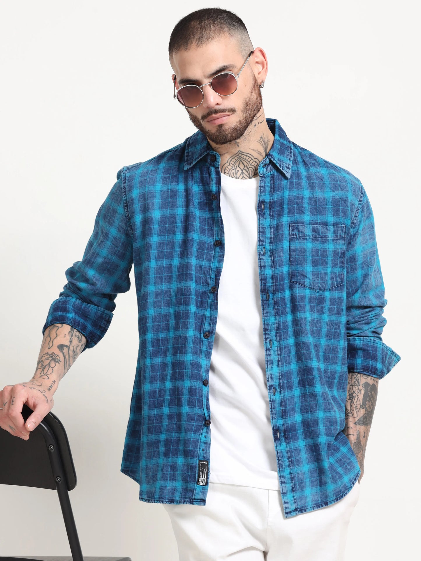 Indigo Classic Shirt - Navy Blue and Arctic Blue