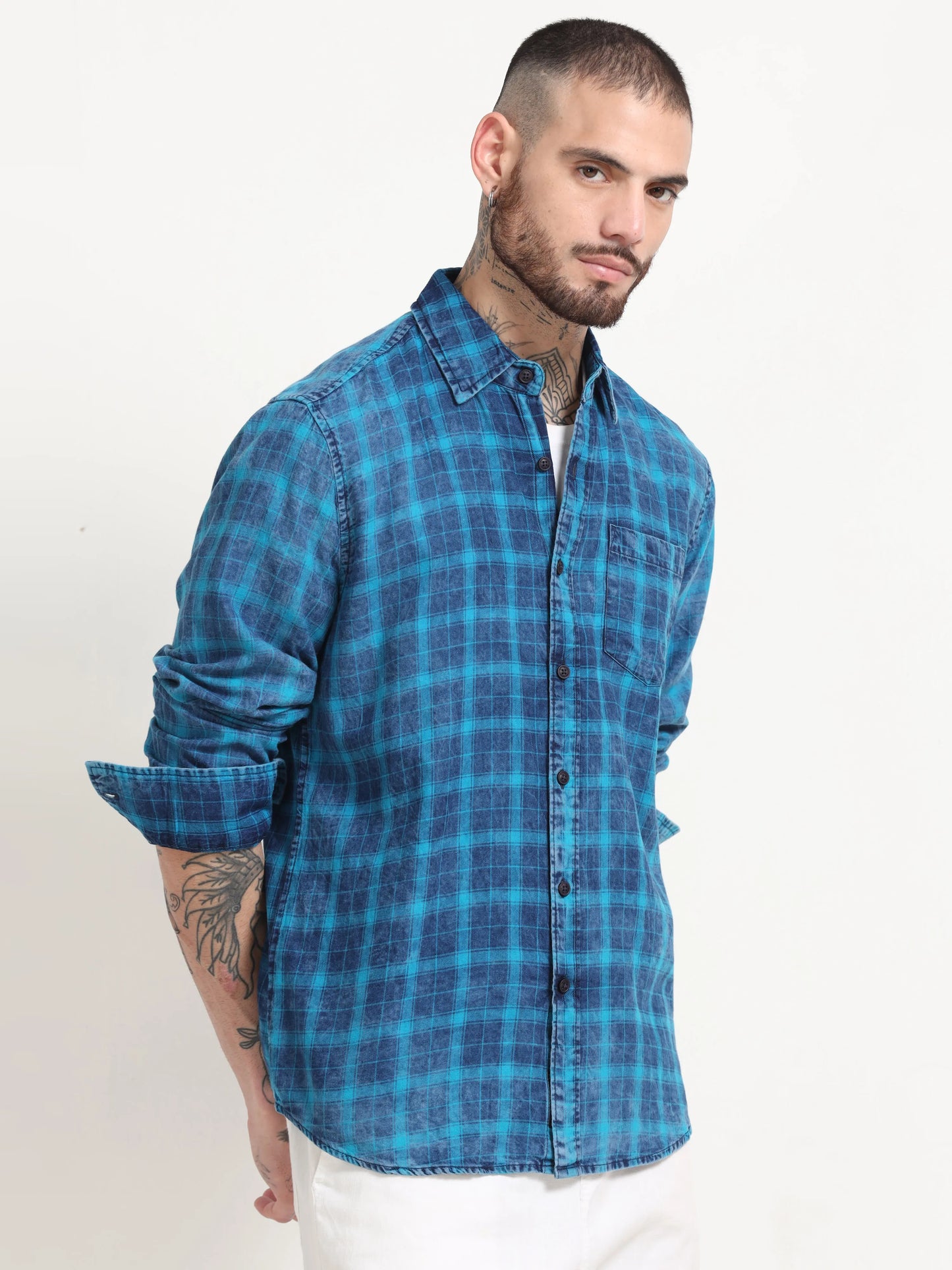 Indigo Classic Shirt - Navy Blue and Arctic Blue