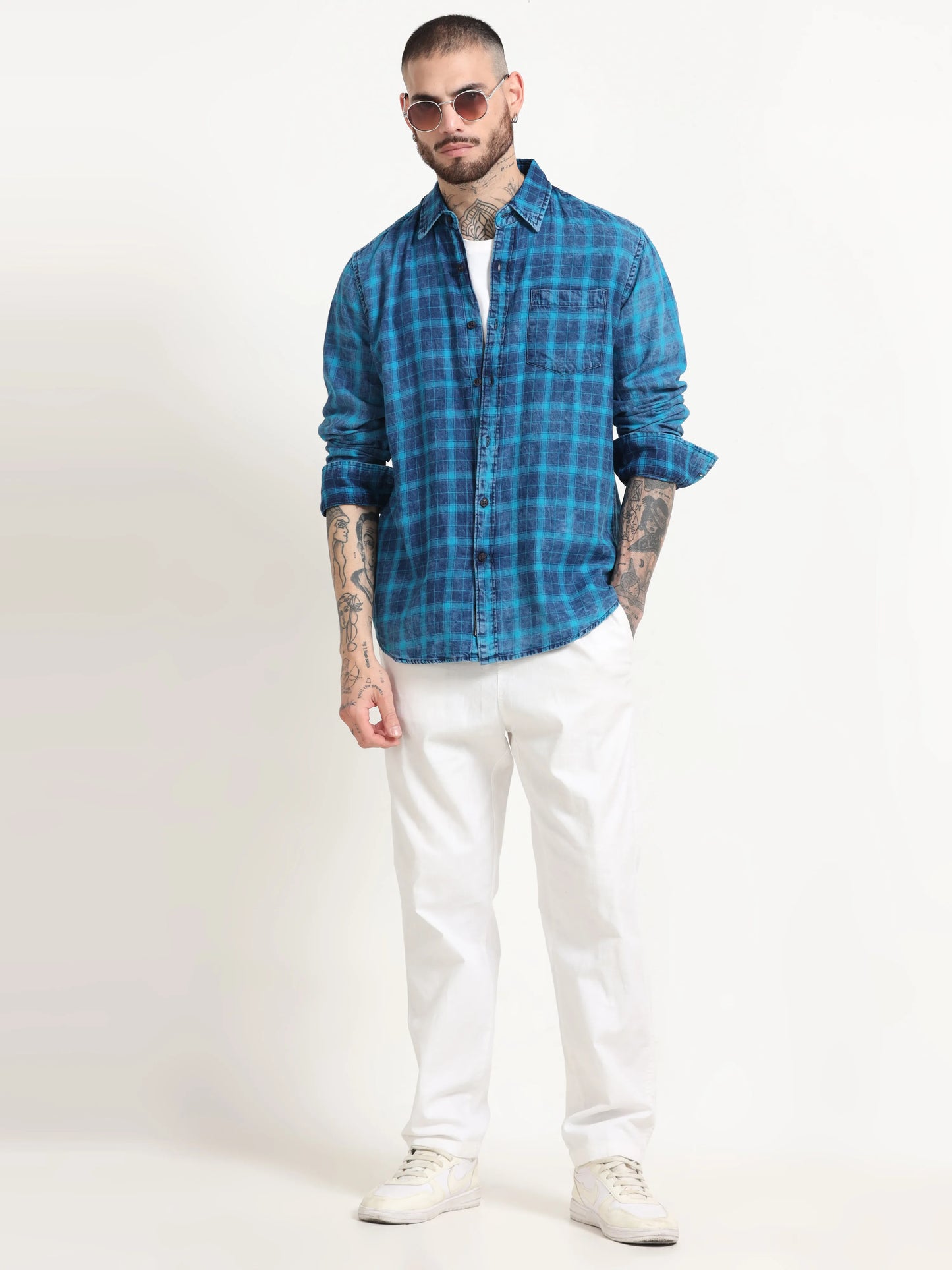 Indigo Classic Shirt - Navy Blue and Arctic Blue