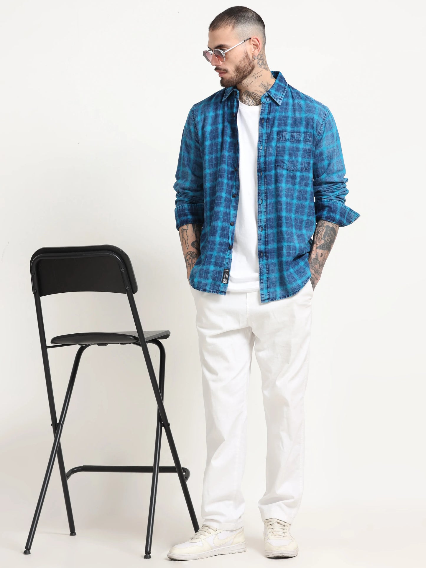 Indigo Classic Shirt - Navy Blue and Arctic Blue