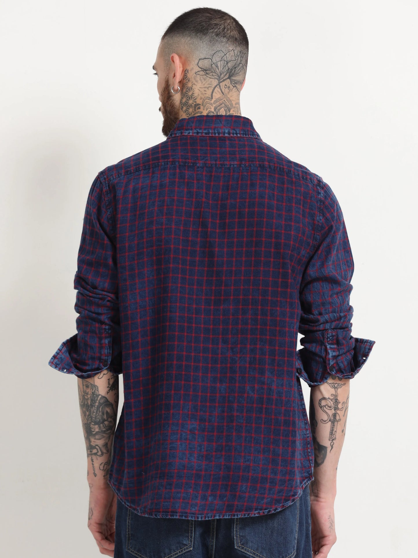 Indigo Classic Shirt - Navy Blue and Carmine Red