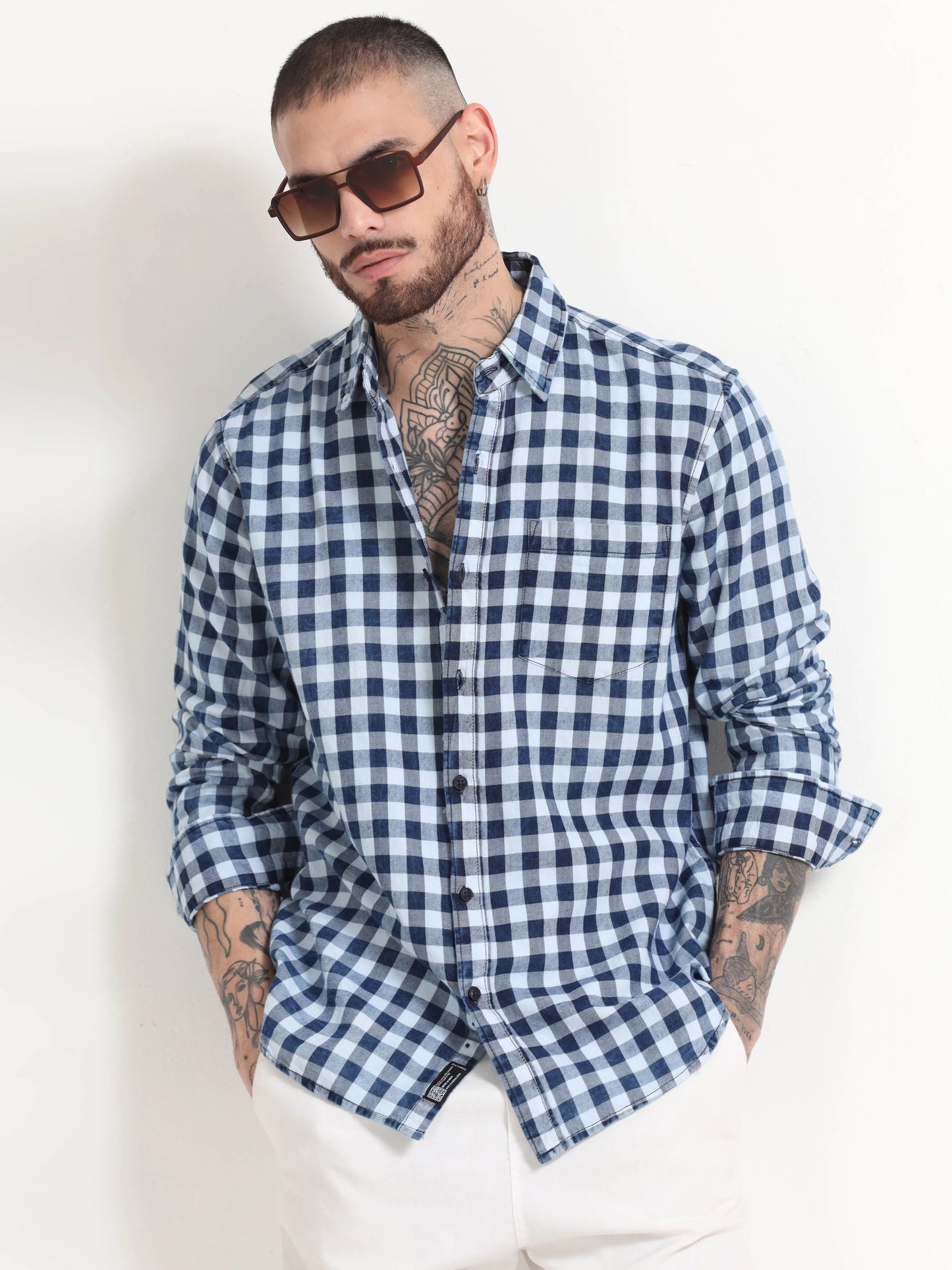 Indigo Classic Shirt - Navy Blue and Pure White