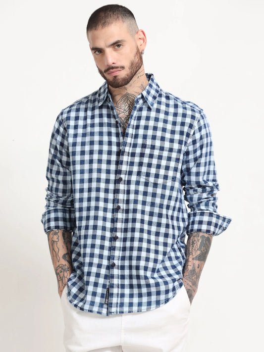 Indigo Classic Shirt - Navy Blue and Pure White