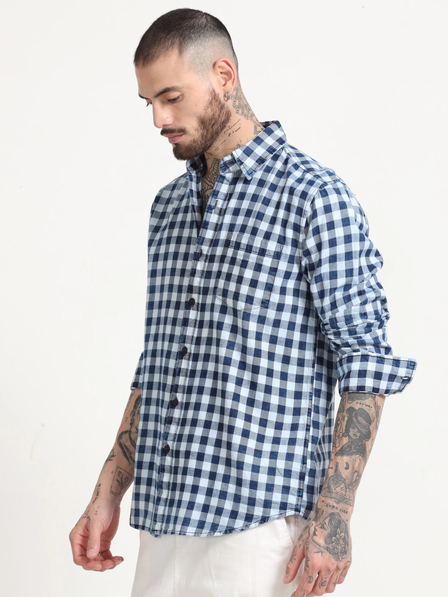 Indigo Classic Shirt - Navy Blue and Pure White