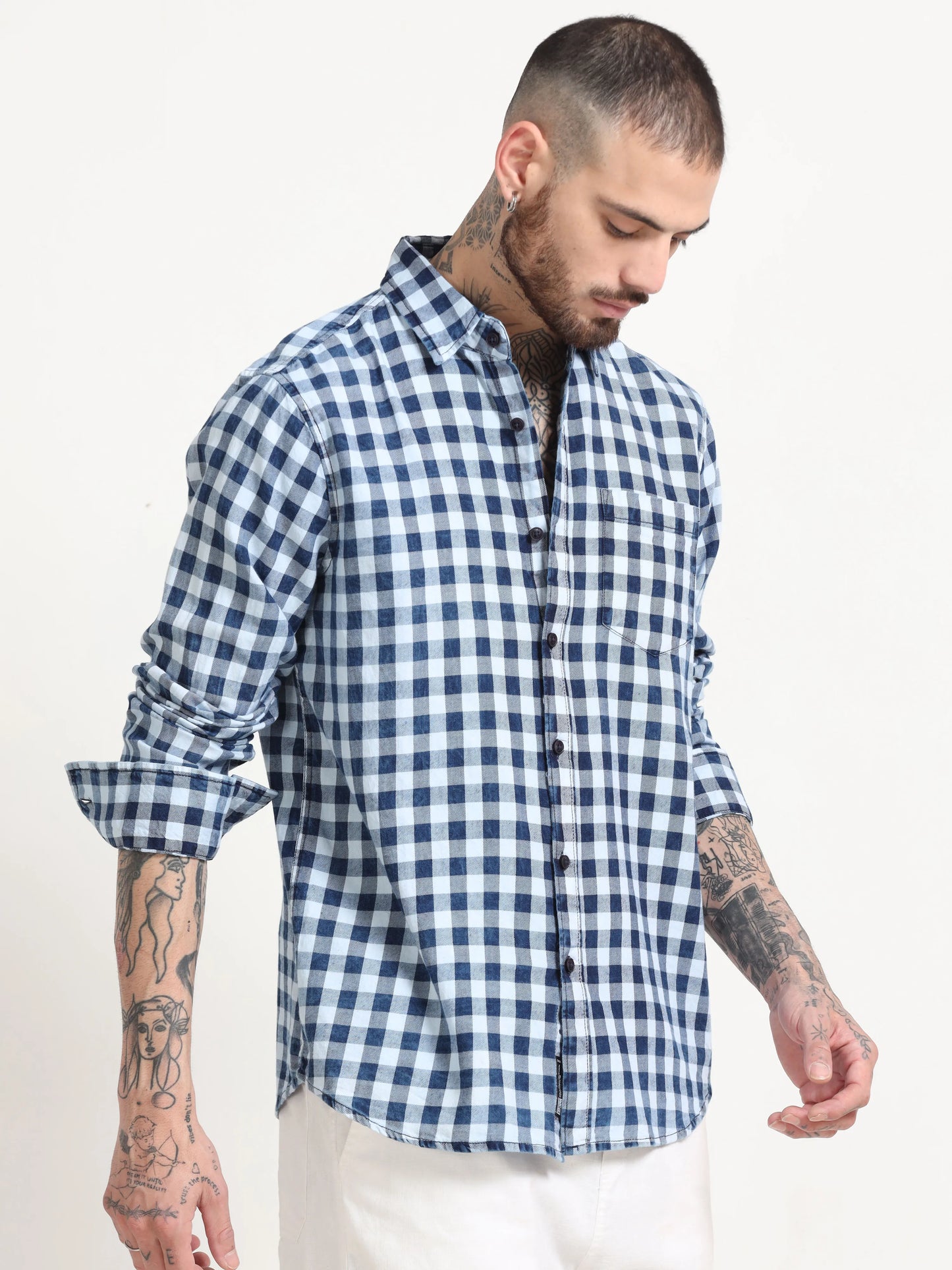 Indigo Classic Shirt - Navy Blue and Pure White