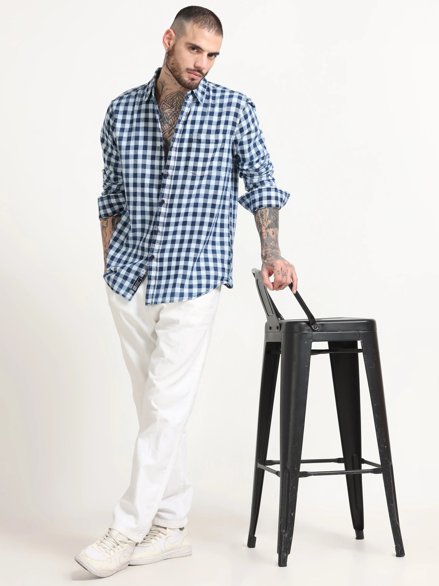 Indigo Classic Shirt - Navy Blue and Pure White