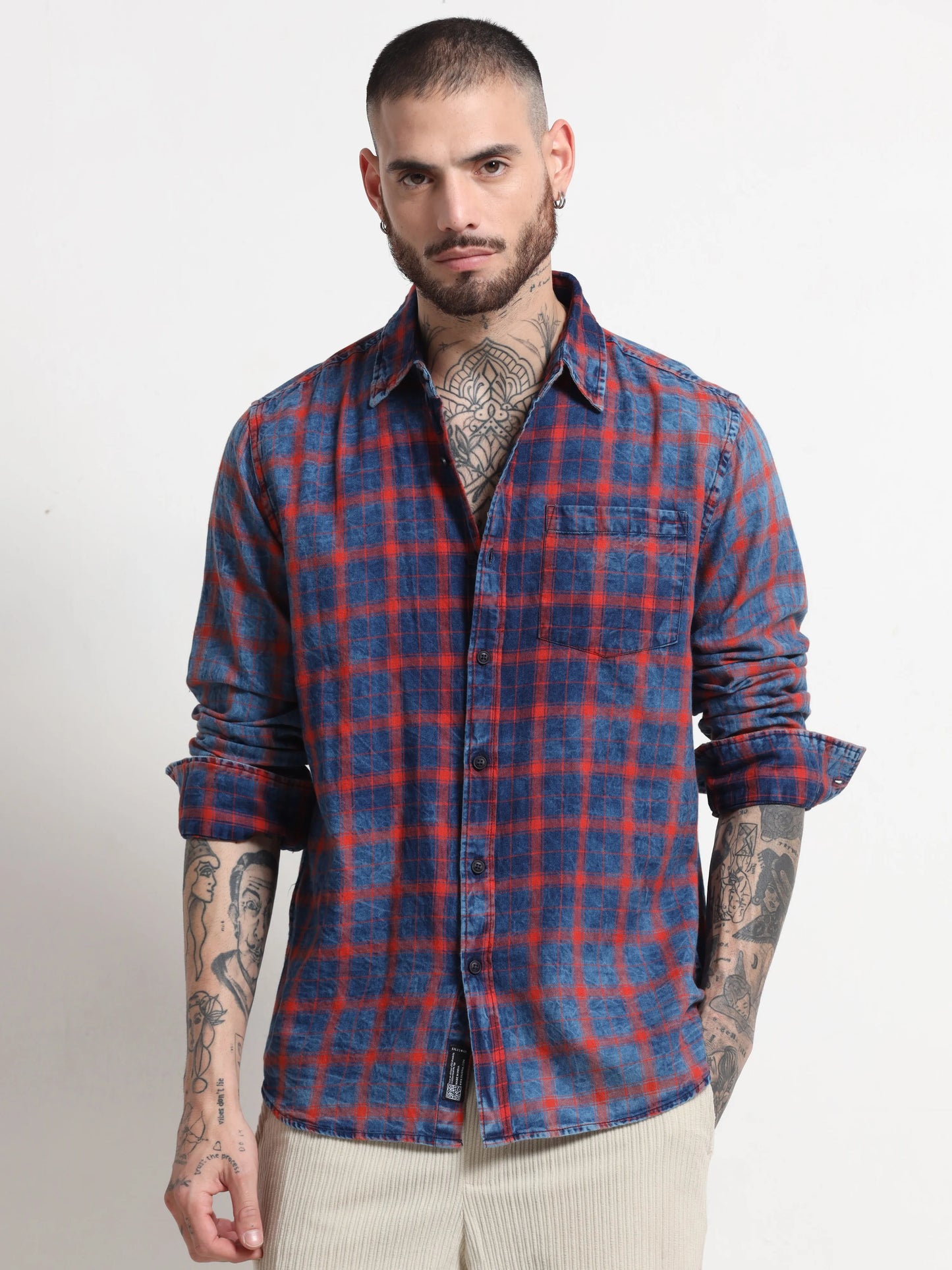 Indigo Classic Shirt - Navy Blue and Red