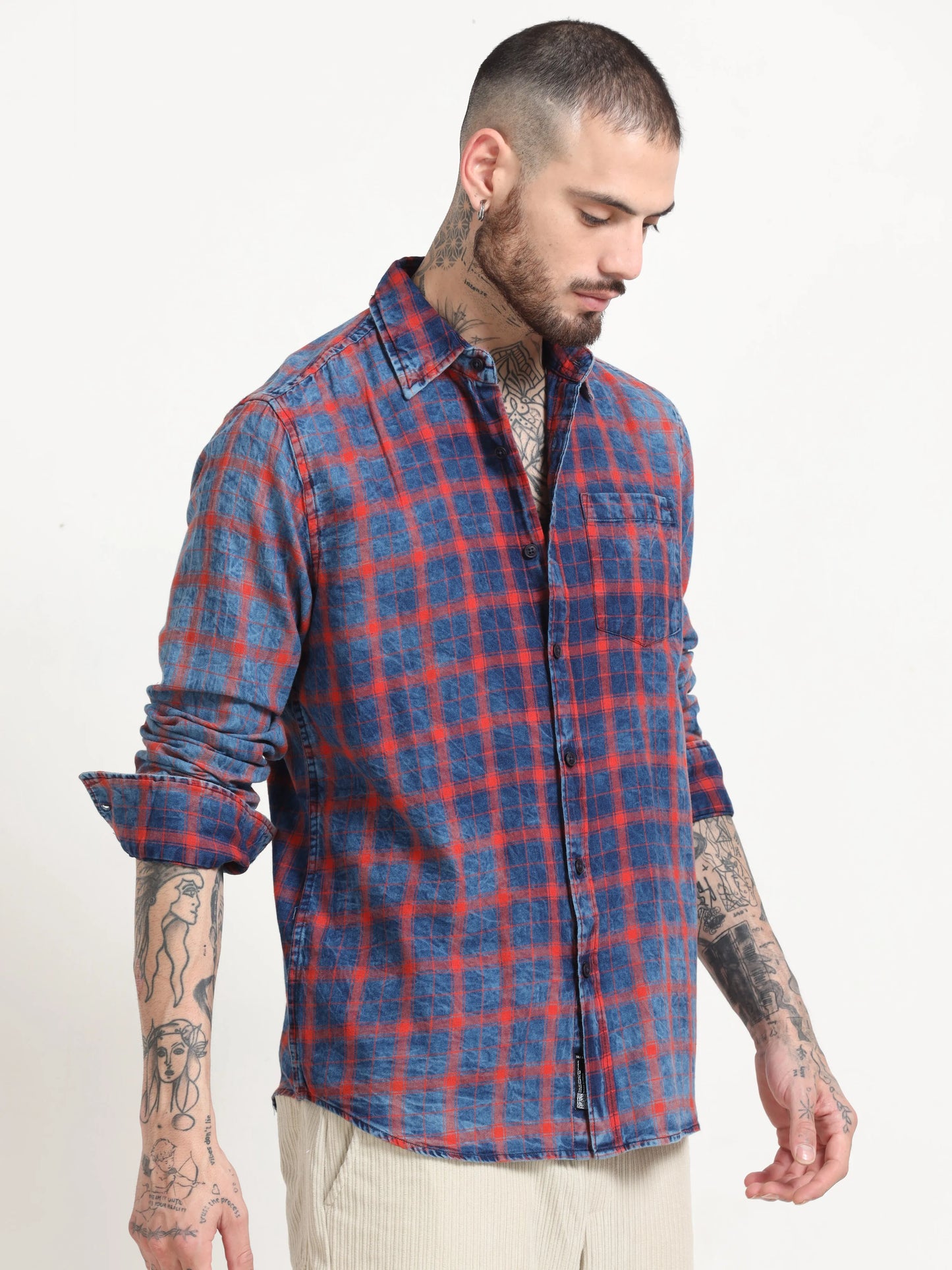 Indigo Classic Shirt - Navy Blue and Red