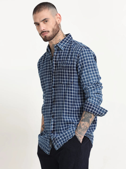Indigo Classic Shirt - Navy Blue and White