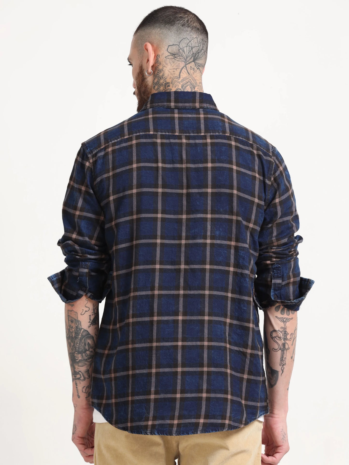 Indigo Classic Shirt - Navy Blue and Brown