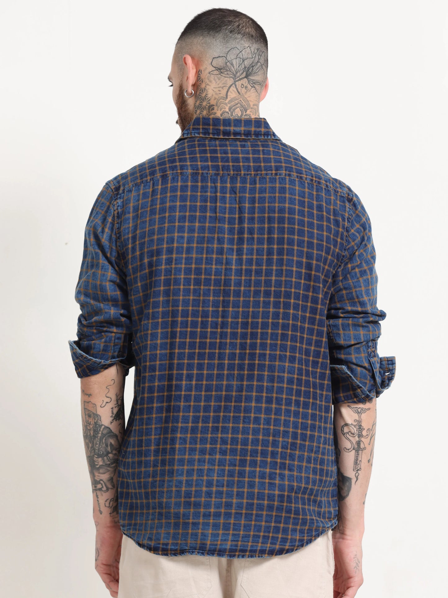 Indigo Classic Shirt - Navy Blue and Yellow