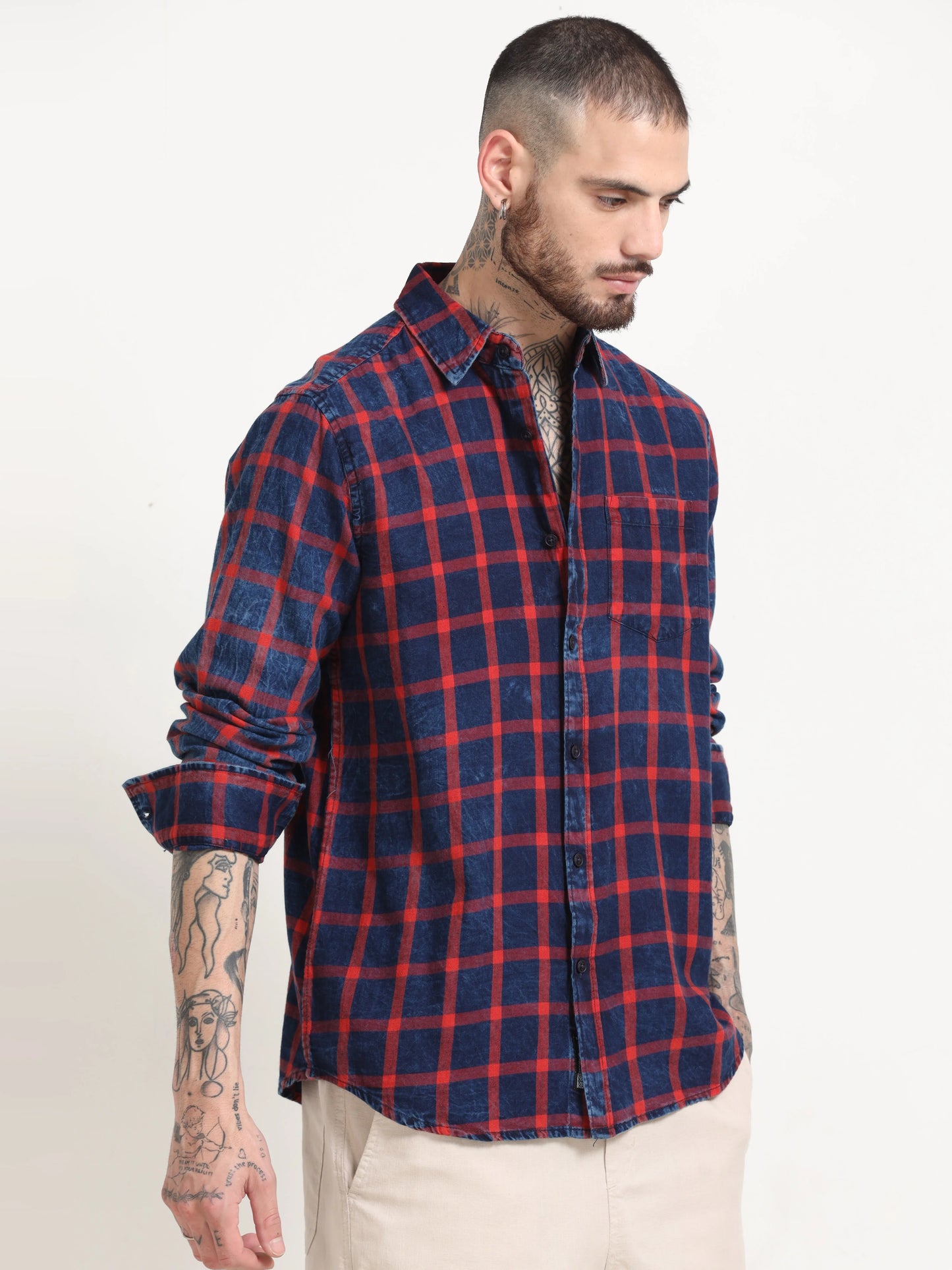 Indigo Classic Shirt - Navy Blue and Venetian Red