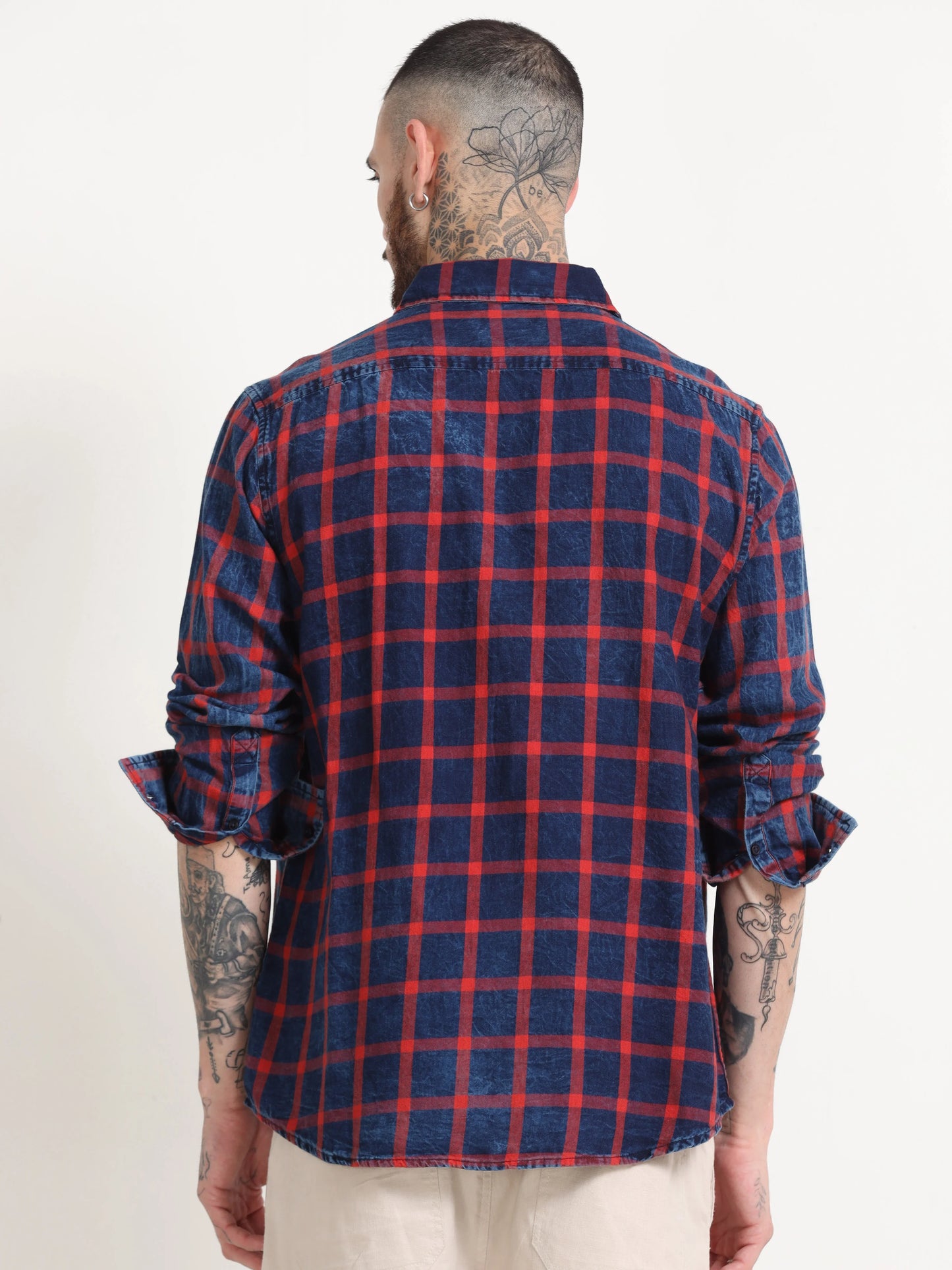 Indigo Classic Shirt - Navy Blue and Venetian Red