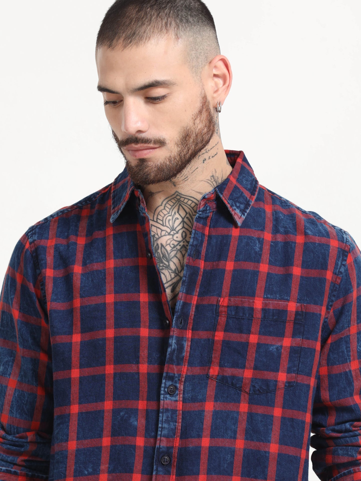 Indigo Classic Shirt - Navy Blue and Venetian Red