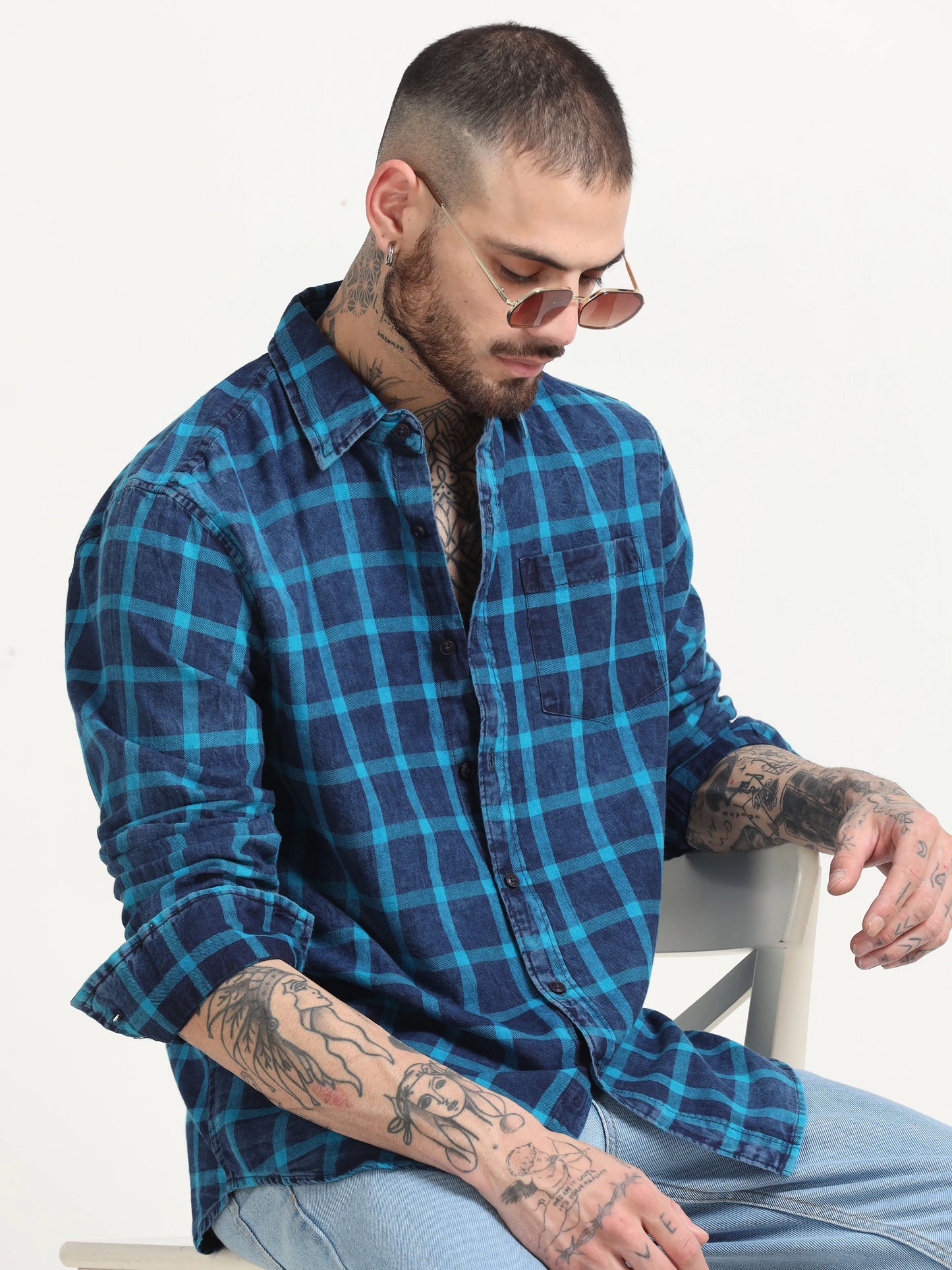 Indigo Classic Shirt - Navy Blue and Sky Blue