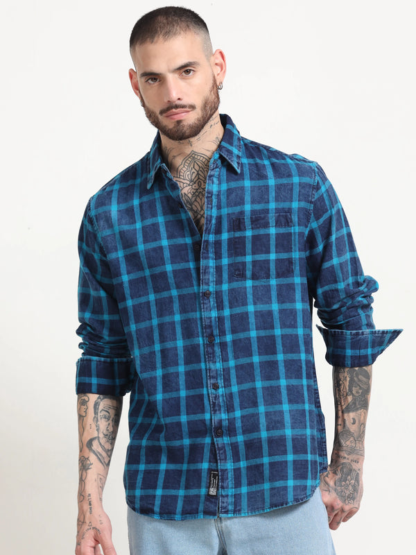 Indigo Classic Shirt - Navy Blue and Sky Blue