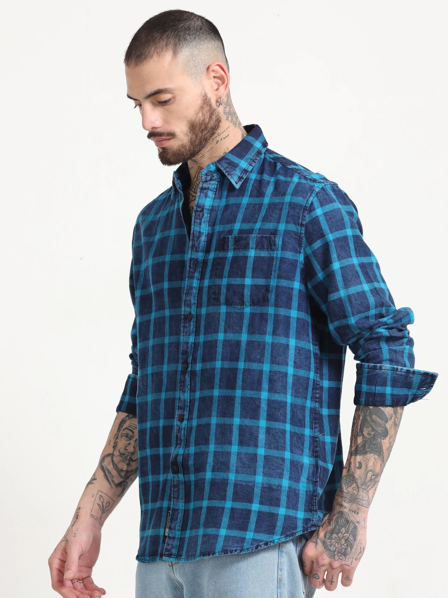 Indigo Classic Shirt - Navy Blue and Sky Blue