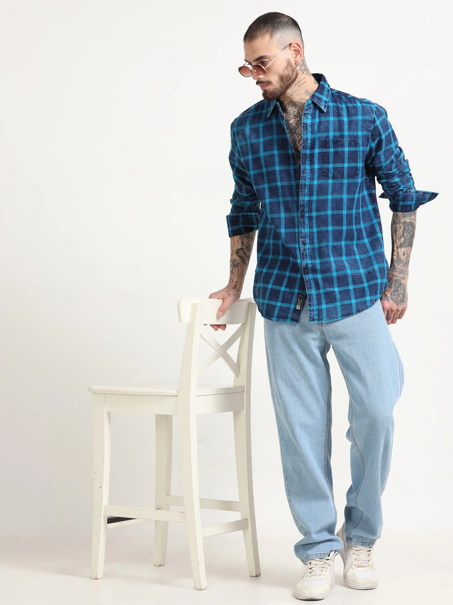 Indigo Classic Shirt - Navy Blue and Sky Blue