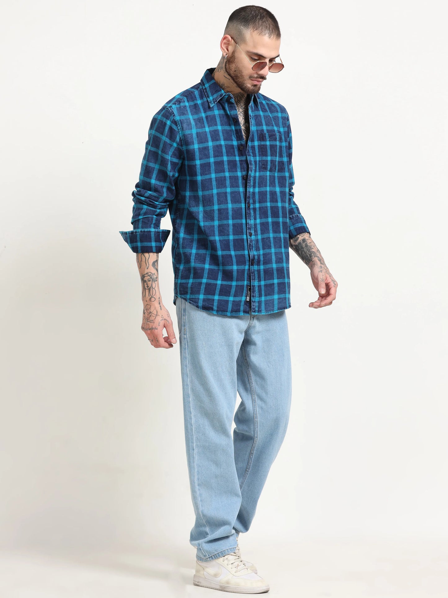 Indigo Classic Shirt - Navy Blue and Sky Blue