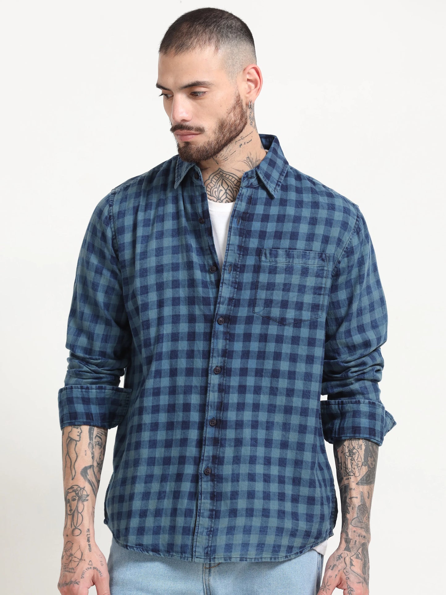 Indigo Classic Shirt - Navy Blue and Blue