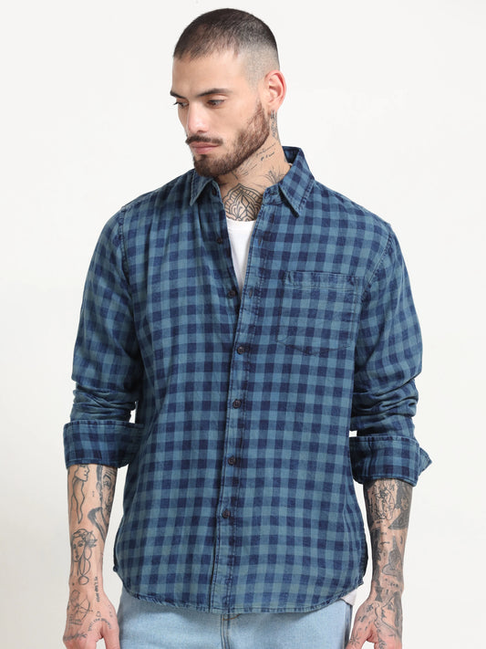 Indigo Classic Shirt - Navy Blue and Blue