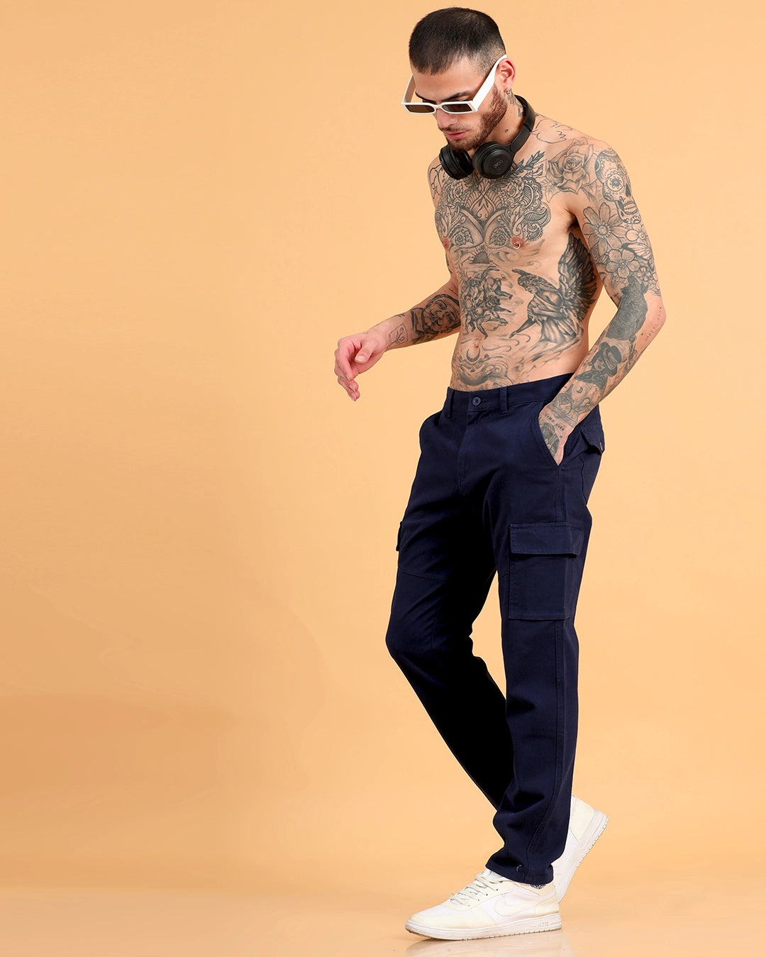 Classic Fit Utility Trousers - Navy Blue