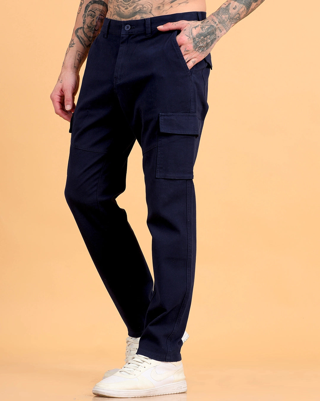 Classic Fit Utility Trousers - Navy Blue