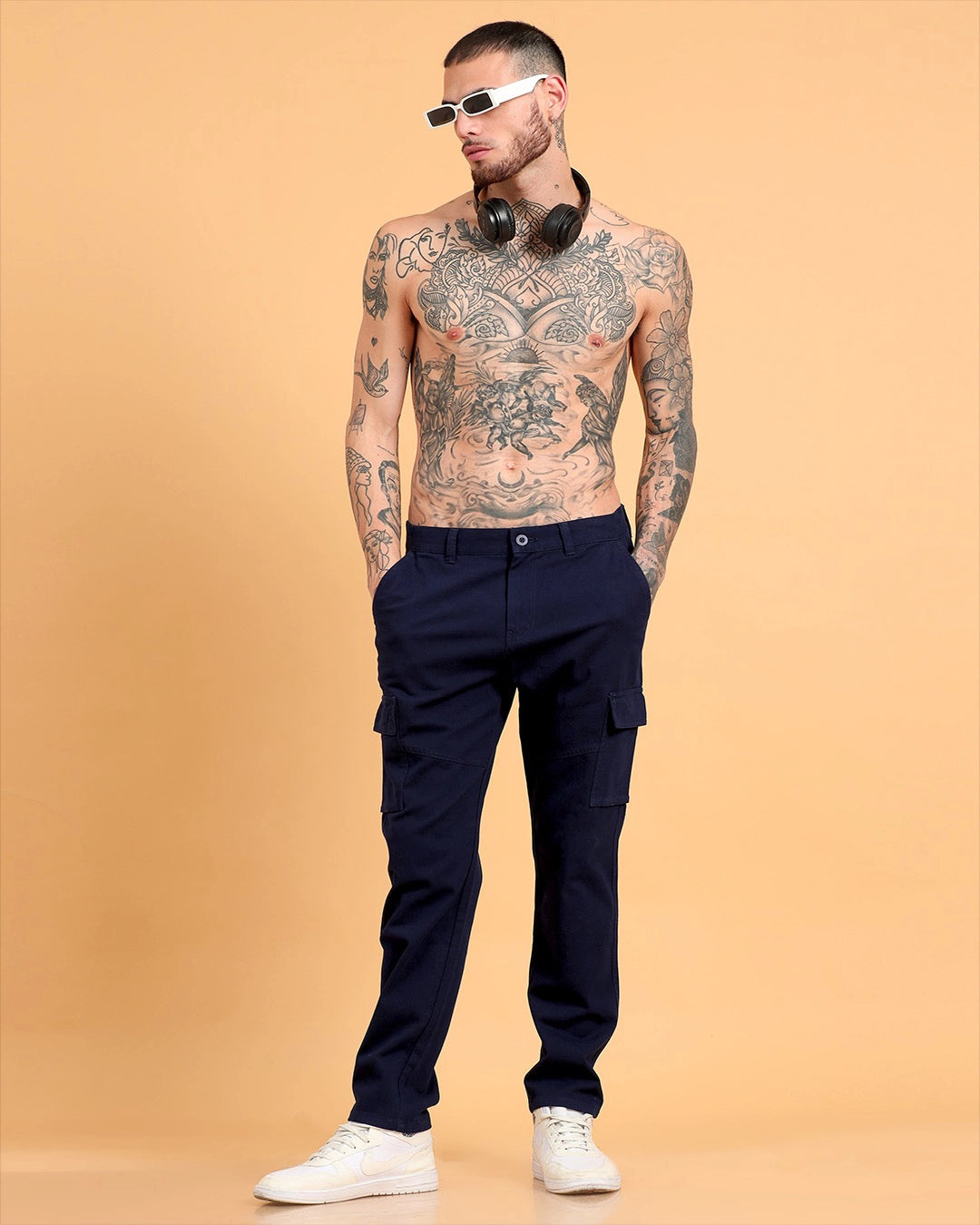 Classic Fit Utility Trousers - Navy Blue